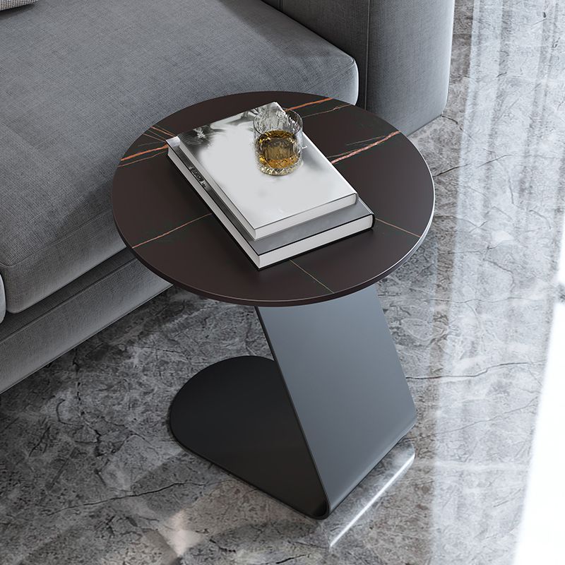 Contemporary Round 23.6" Tall Side Table Metallic C Side Table