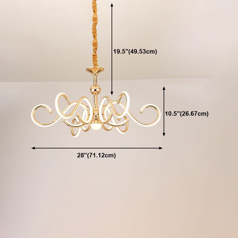 Accesorios de iluminación de lámpara de estilo posmoderno araña colgante de metal en oro