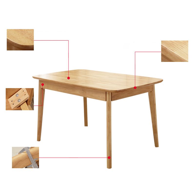 Modern Style Solid Wood Dining Set with Rectangle Shape Table and 4 Legs Base for Home Use