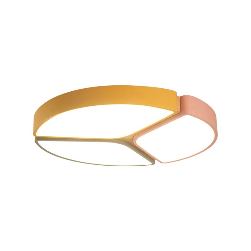 16"/19.5"/23.5" Wide Circular Flushmount Light Macaron Metallic Led Close to Ceiling Light in Warm/White Light