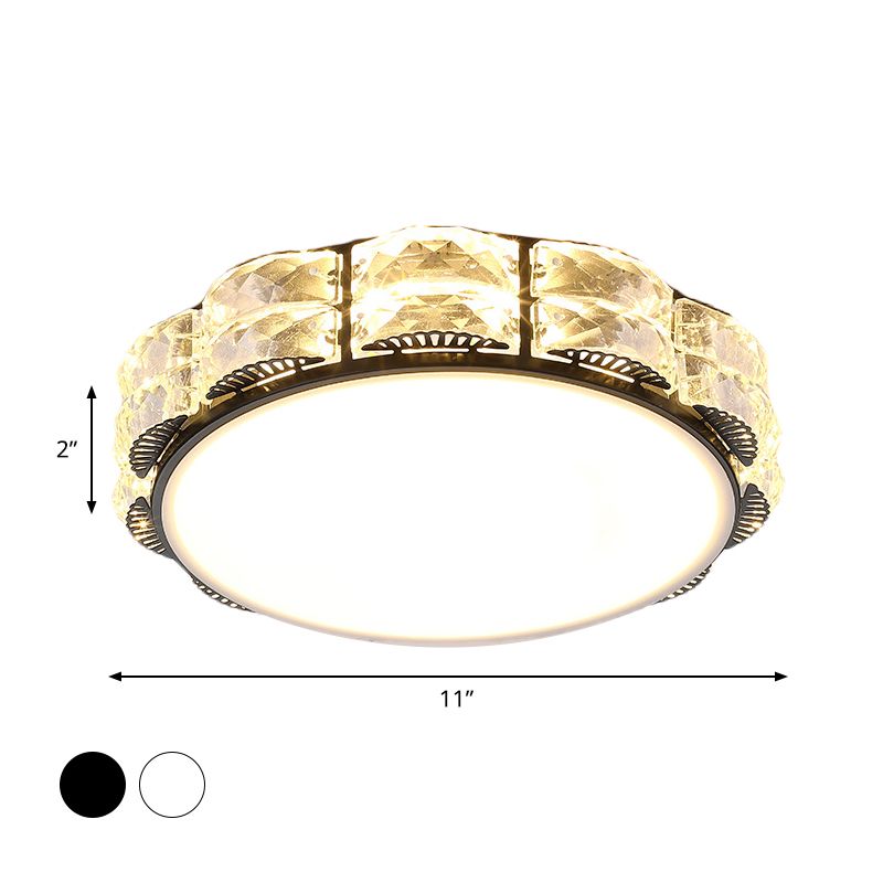 Lampada da incasso a LED integrata Lampada da soffitto in cristallo semplice tonda/quadrata smerlata in bianco/nero