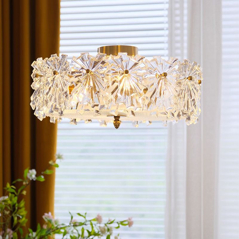 Modern Simple Glass Ceiling Light Round Shape Ceiling Lamp for Bedroom