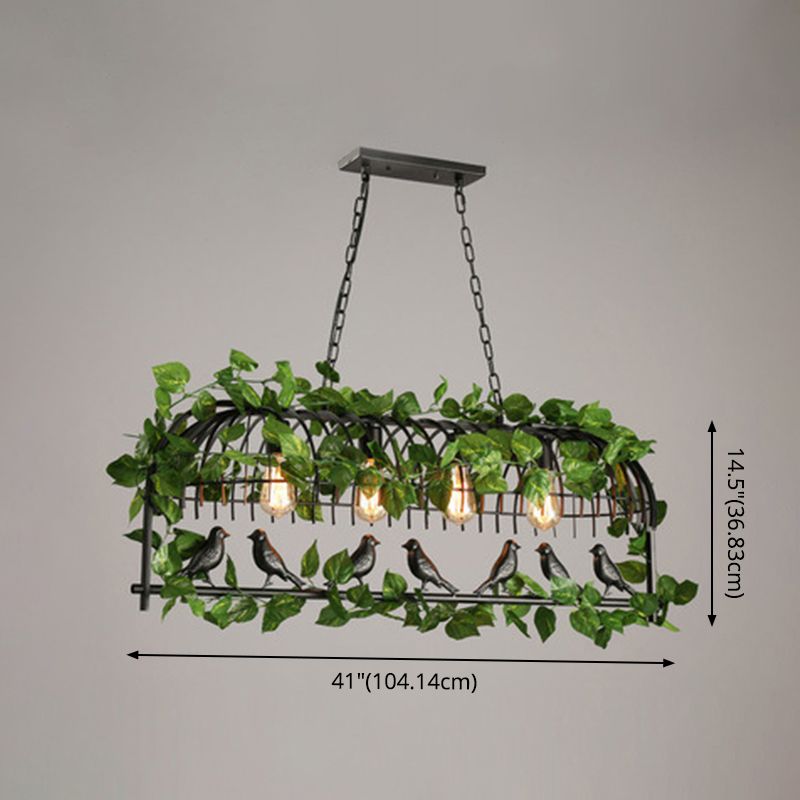 Island Pendant Light Industrial Metal Hanging Lamp in Black