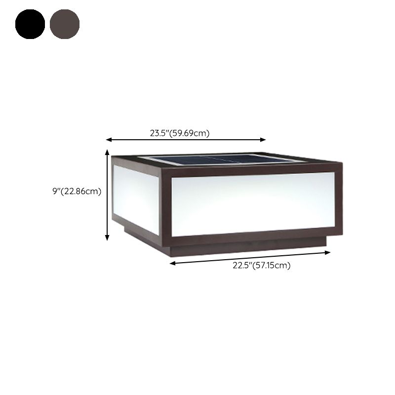 Rectangle Shape Metal Outdoor Light Modern Style 1 Light Solar Pillar Light in Black