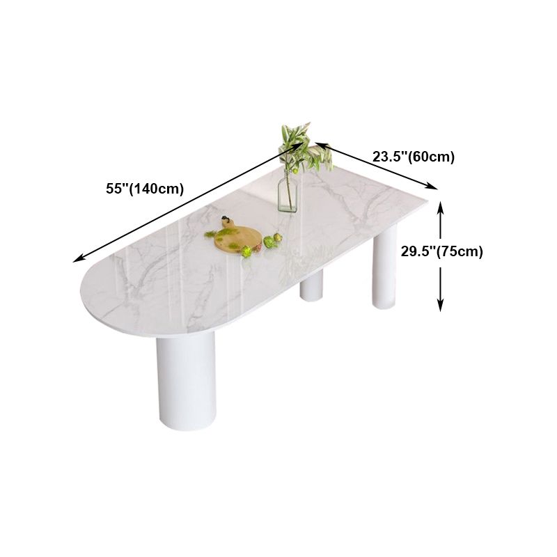 White Stone Top Dinner Room Kitchen Table Modern Metal Base Dinner Table