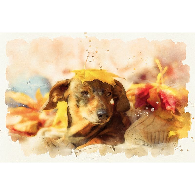 Puppy Dog Moisture Resistant Mural Wallpaper for Sleeping Room, Made to Measure