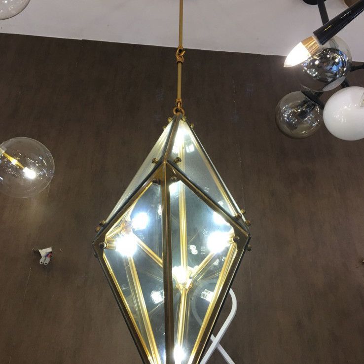 Postmoderne Geometrieglas-Kronleuchter 16 Leichter Einfachheit Wohnzimmer Beleuchtung mit 31,5 "HABTE