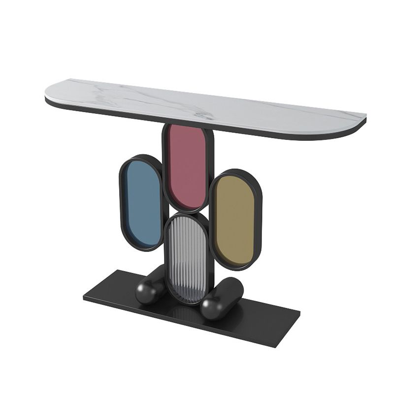 Contemporary Slate Console Table Half Moon Scratch Resistant Stain Resistant Console