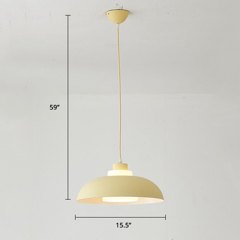 Bol en aluminium plafonnier pendrier léger macaron à la lampe à bulbe unique avec insert de l'ombre acrylique
