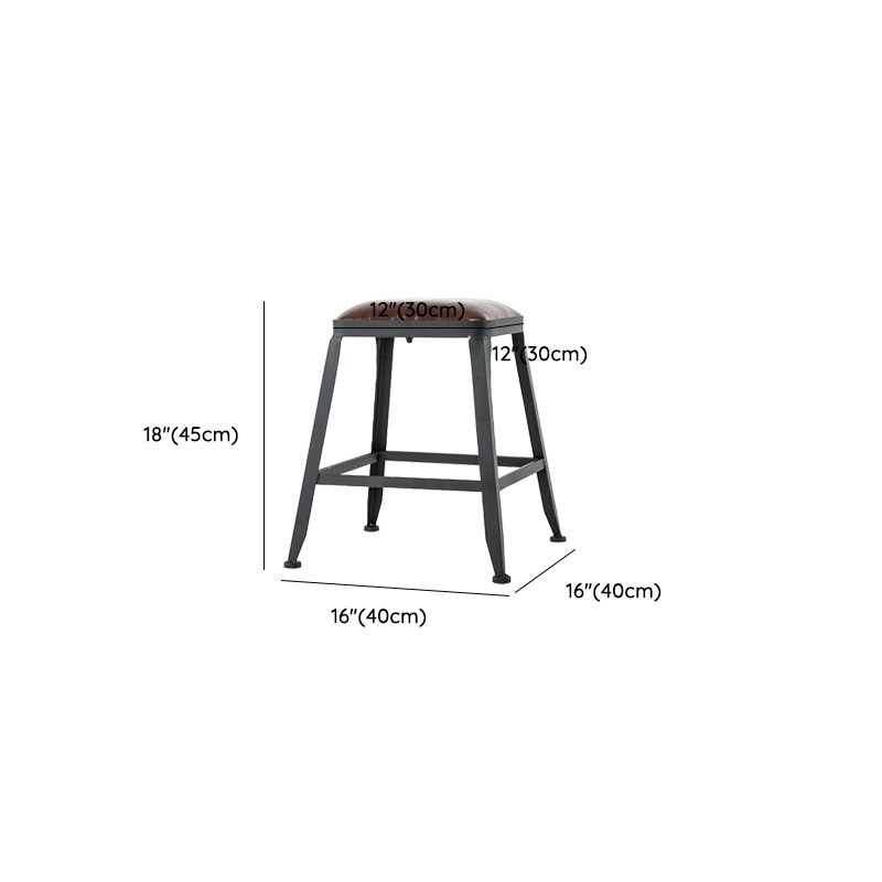 Faux Leather Dining Stools Upholstered Bar Stools with Footrest
