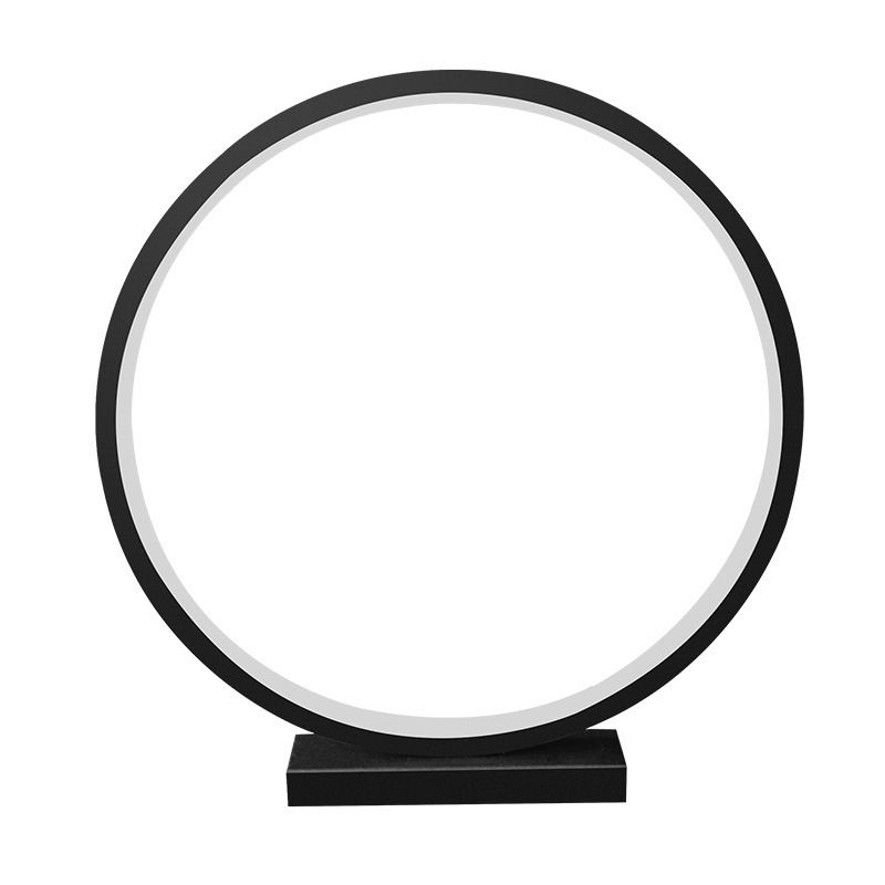 Minimalist Circlet Outdoor Pillar Lamp in Black for Courtyard