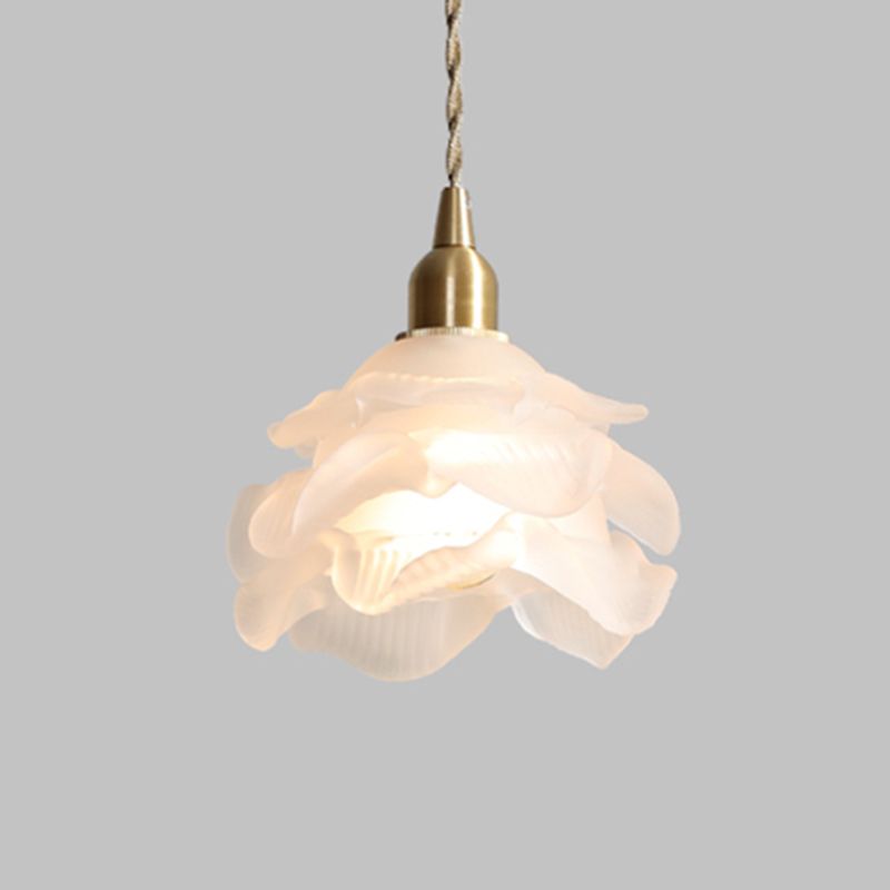 Glass Flower Pendants Lights Single Bulb Modern Style Living Room Hanging Light Fixtures