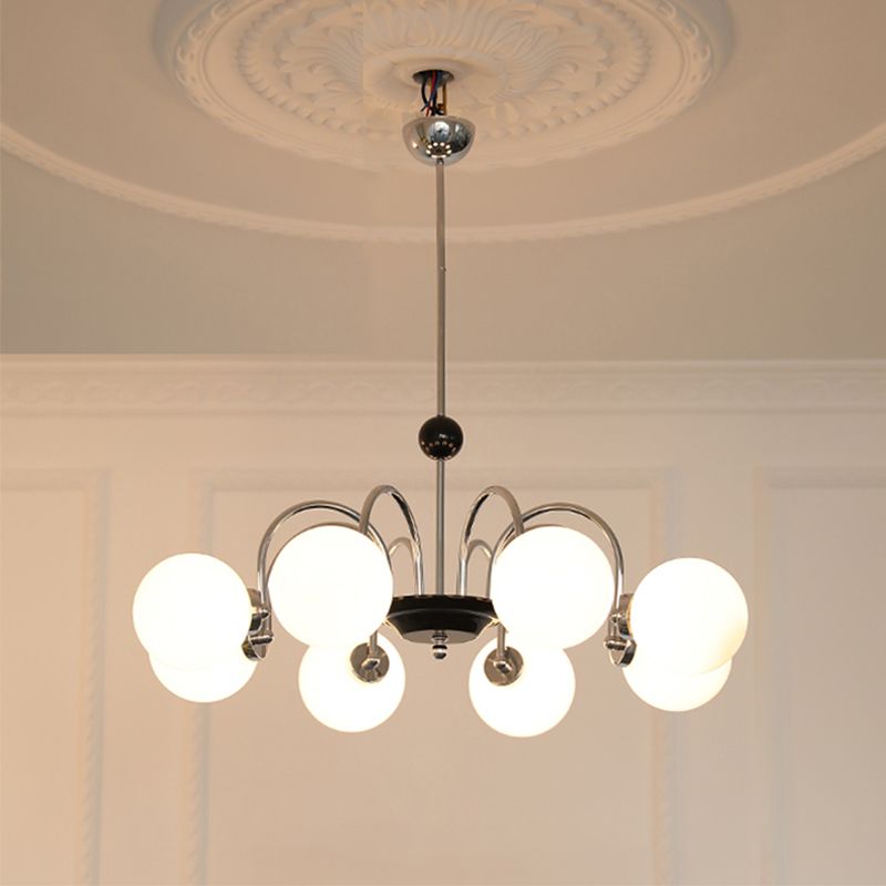 Luci a sospensione sferica Moderna luce a sospensione con soffitto in vetro bianco per camera da letto