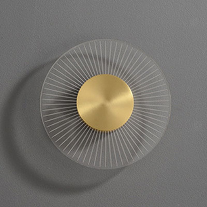 Modern Brass Wall Light Round 9" High LED Wall Sconce in Gold for Living Room