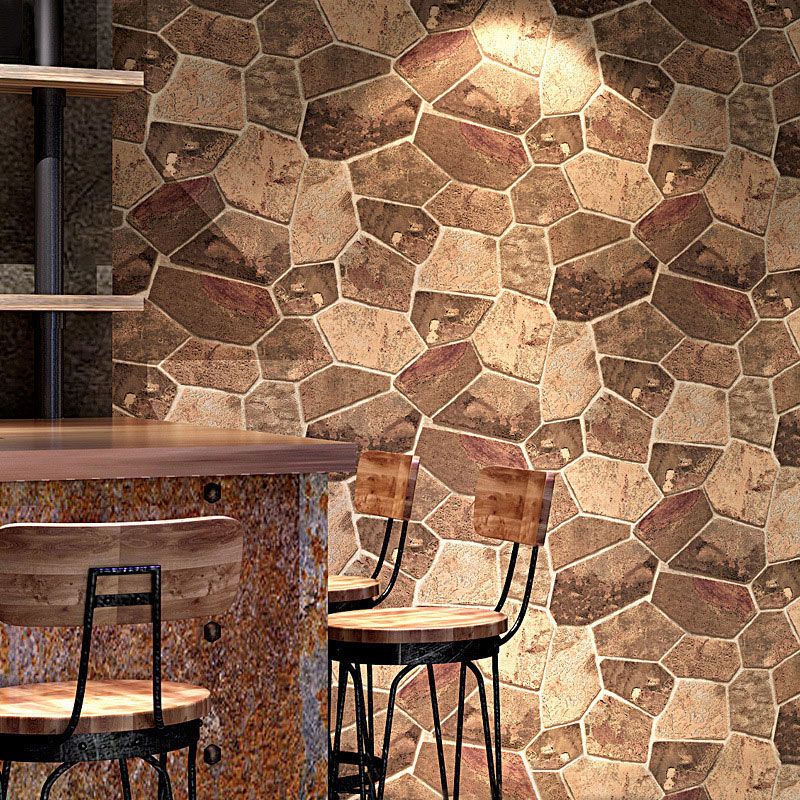 Multi-Colored Retro Stone Wallpaper Non-Pasted Wall Covering 20.5" x 33'