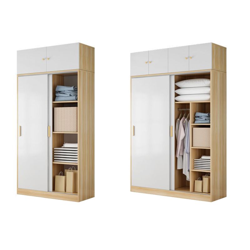 Engineered Wood Wardrobe Closet Modern Wardrobe Cabinet with Shelves