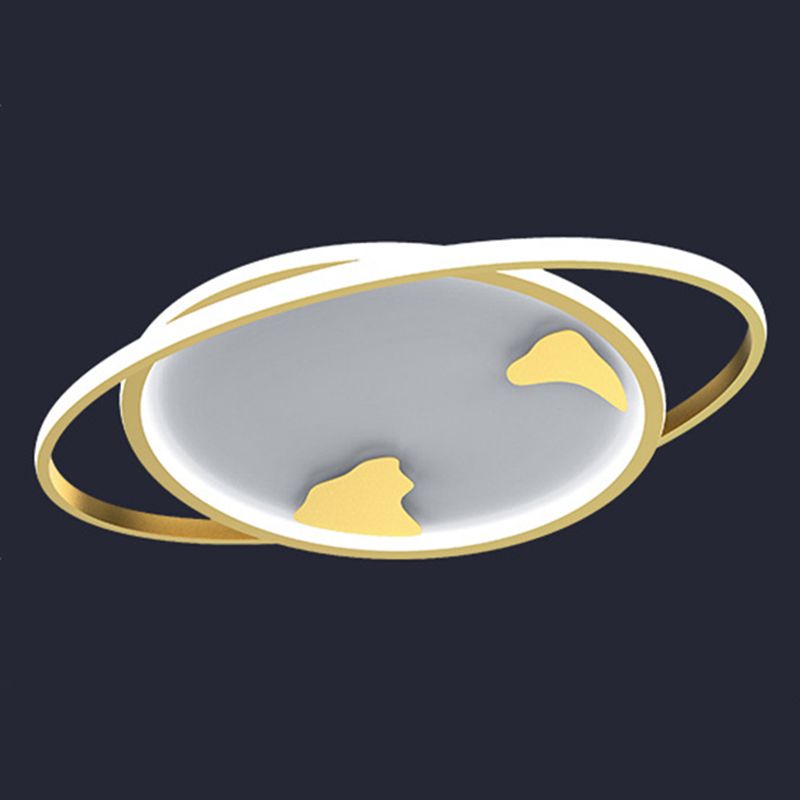 Ringed Planet Kinderzimmer Deckenbündige Halterung Metall LED Minimalist Flush Light Armatur in Gold