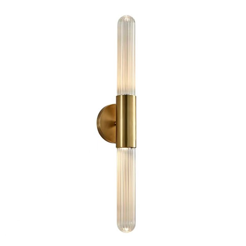 2-Light Golden Wall Mounted Sconce LED Glass Wall Light for Living Room