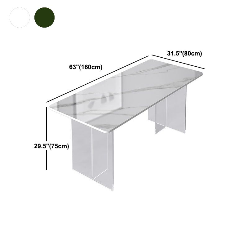 Acrylic Modern 1/2/4/5 Pieces Dining Room Set Rectangle Double Pedestal Table Set