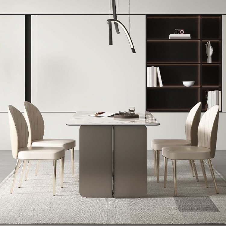 Glam Faux Leather Side Chair Indoor Upholstered Armless Dining Chair