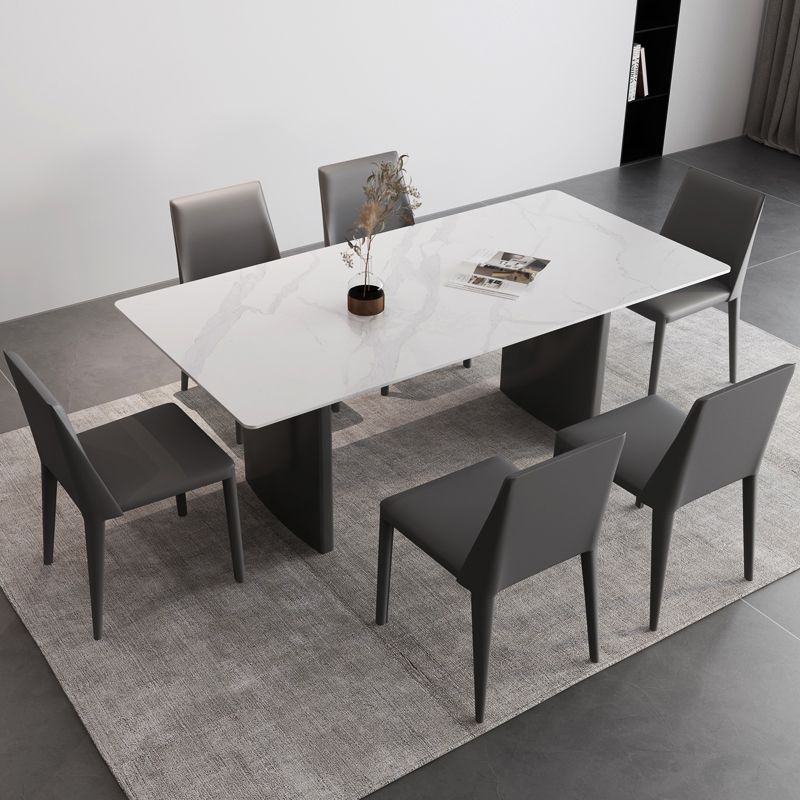 Modern Dining Table Set 1/4/6/7 Pieces with Metal Base Kitchen Furniture Set