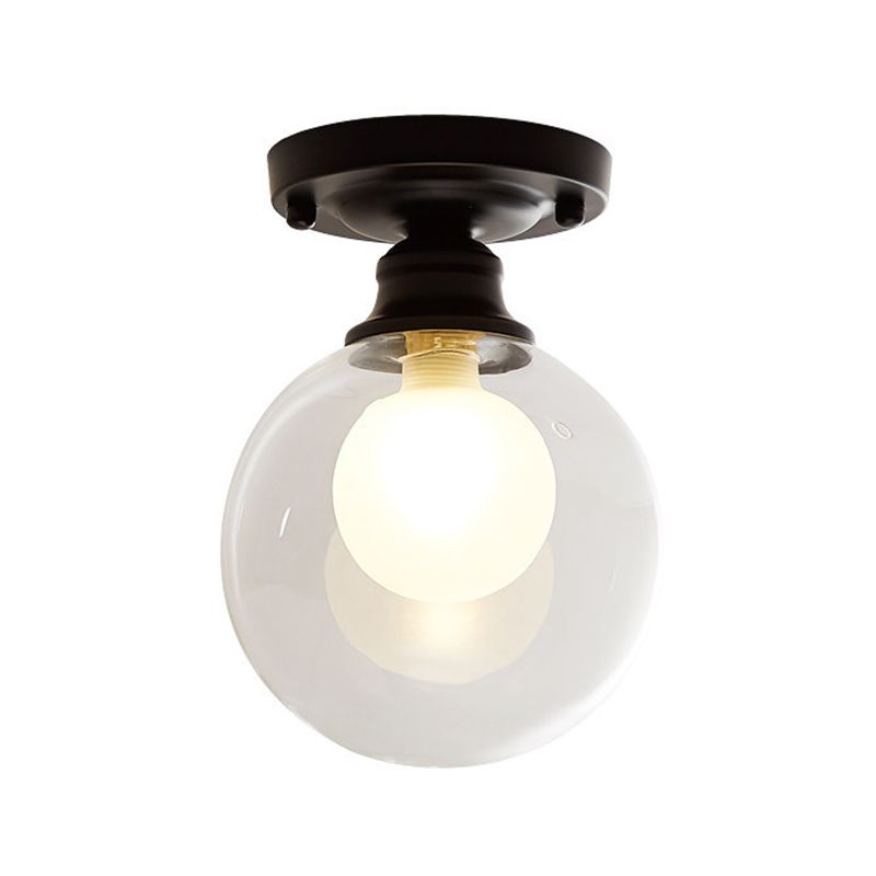 1-Corredor de luz Flush Light Fixed Modern Black Flush Mount Ilumination with Globe Dual Glass Shade