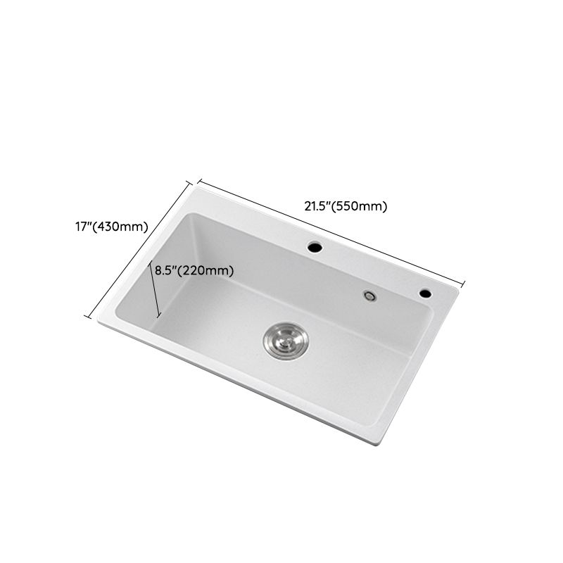 Quartz Kitchen Sink Rectangular Shape Single Bowl Kitchen Sink with Drain Strainer Kit