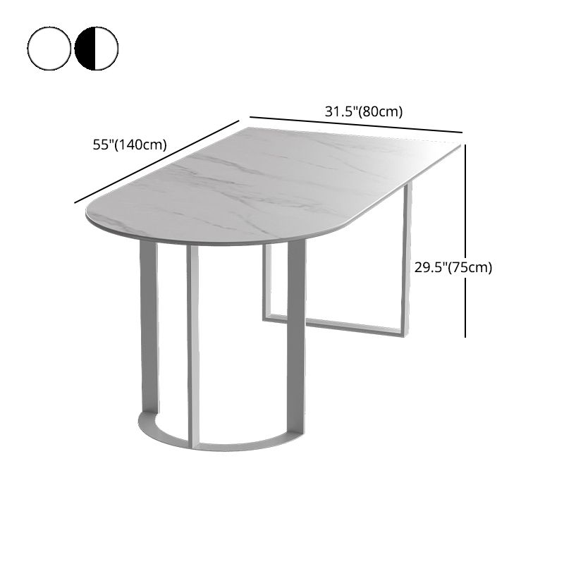Contemporary Style Dining Table Stone Dining Room Table with Double Pedestal