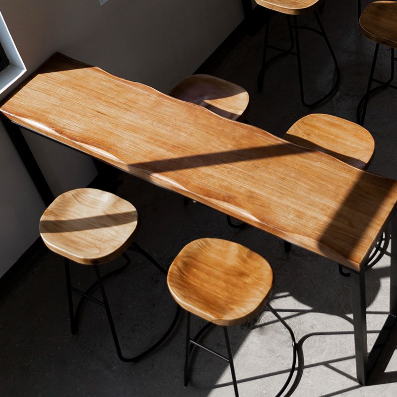 Modern Bar-height Table Solid Wood Top Pub Table for Patio Use