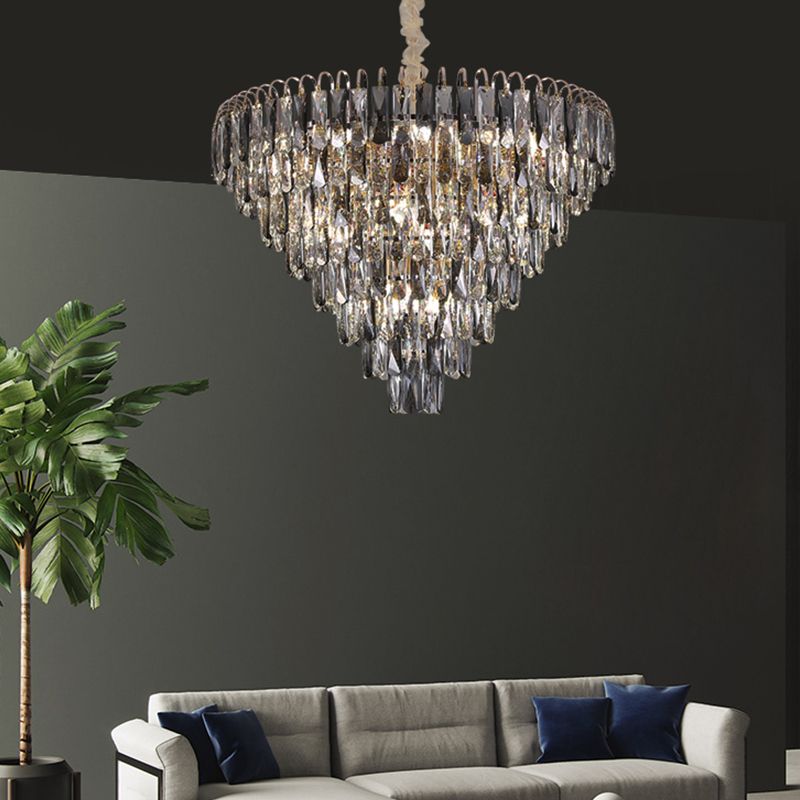 Modern Style Geometry Shape Pendant Chandeliers Crystal Chandelier Lights in Grey