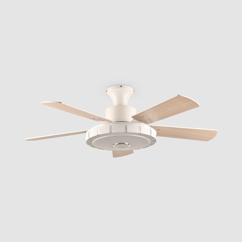 Salon circulaire fans modernisme modernisme metal led 32 "w blanc semi-flush monte plafonnier avec 5 lames