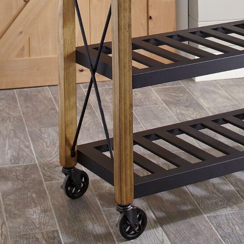 Contemporary Rolling Kitchen Cart Metal Rectangular Kitchen Island Cart with Towel Rack