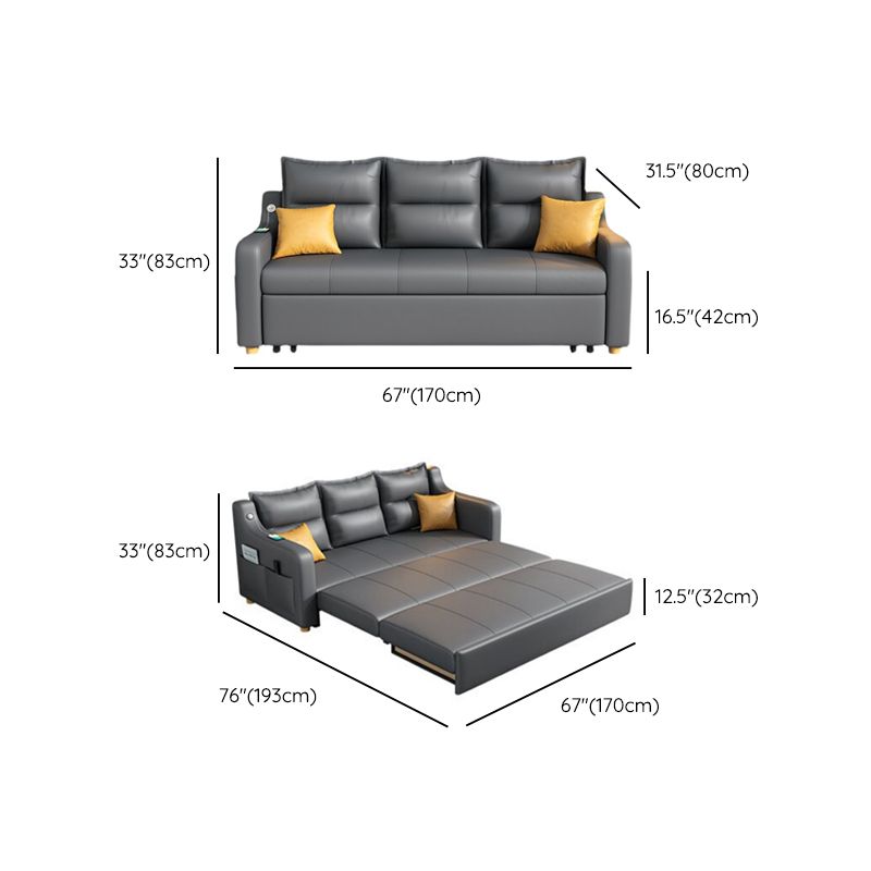 31" Wide Contemporary Futon Sofa Bed Gray Pillow Back Sleeper Sofa