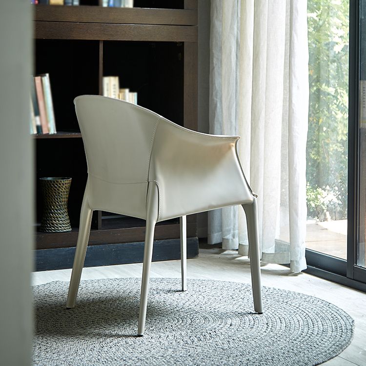 Minimalist Kitchen Dining Arm Chair Solid Back PU Leather Dining Arm Chair
