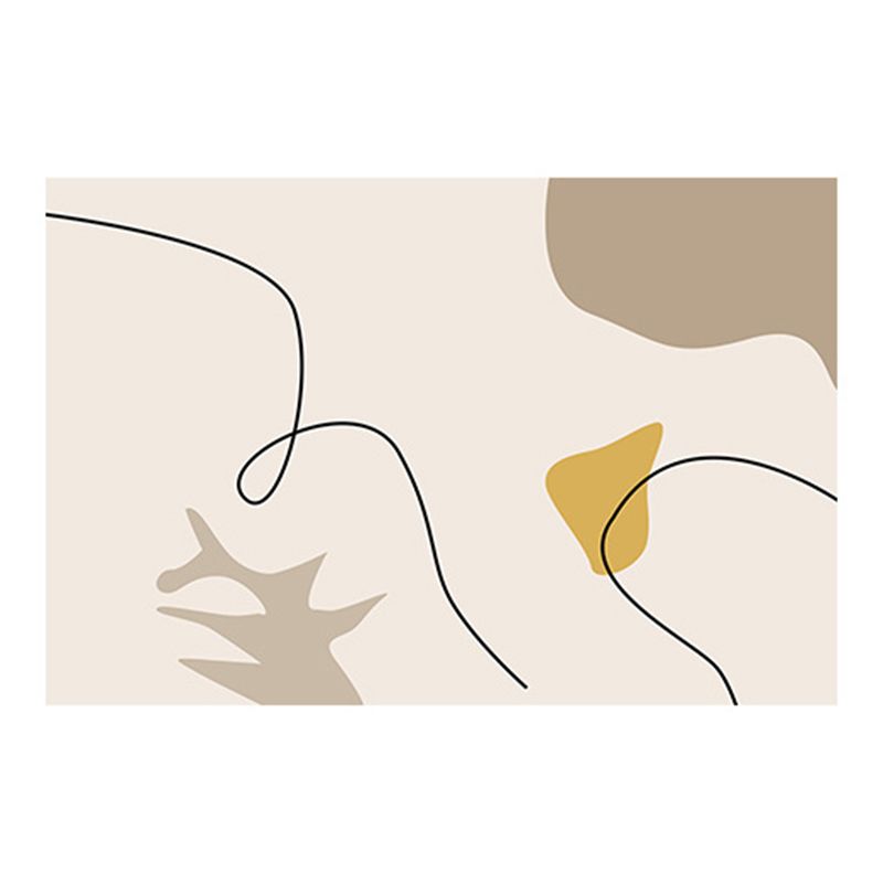 Beige Casual Rug Polyester Abstract Line Rug Washable Rug for Living Room