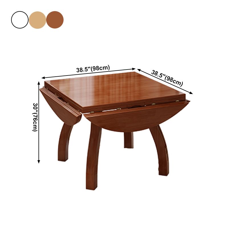 Modern Rubberwood Dinner Table Round 4 Legs Drop-Leaf Table for Home Use