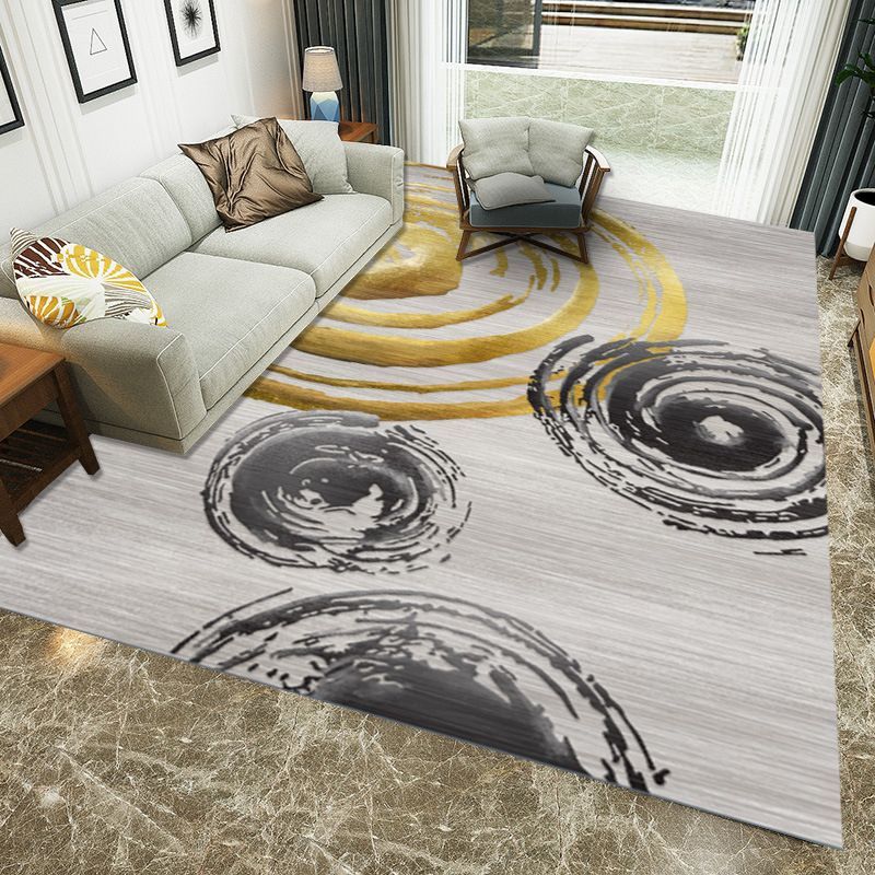 Contemporary Living Room Rug Multi Color Geometric Printed Area Carpet Easy Care Machine Washable Rug
