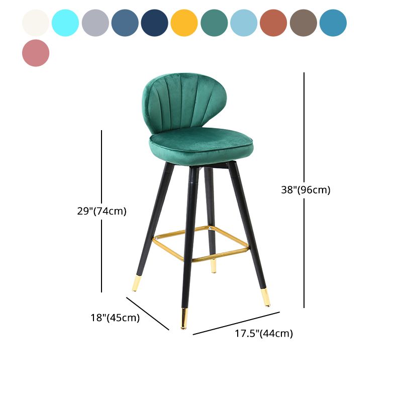 Modern Armless Backrest Counter Stool Iron Study Bar Stool with Cushion and Pedal