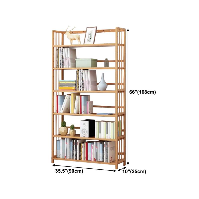 Manufactured Wood Etagere Bookshelf Natural Modern Open Bookcase for Classroom