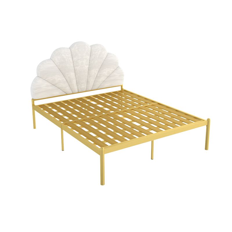 Glam Style Metal Panel Standard Bed with Arched Headboard for Bedroom