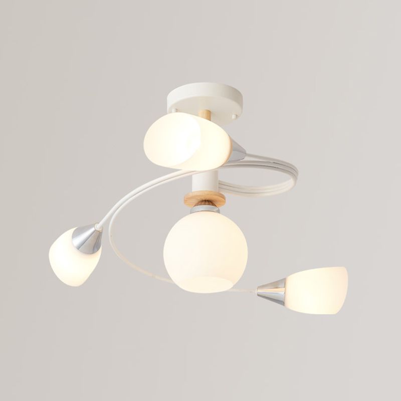 Metal Flush Mounted Ceiling Lights Frosted Glass Shade Ceiling Lighting for Living Room