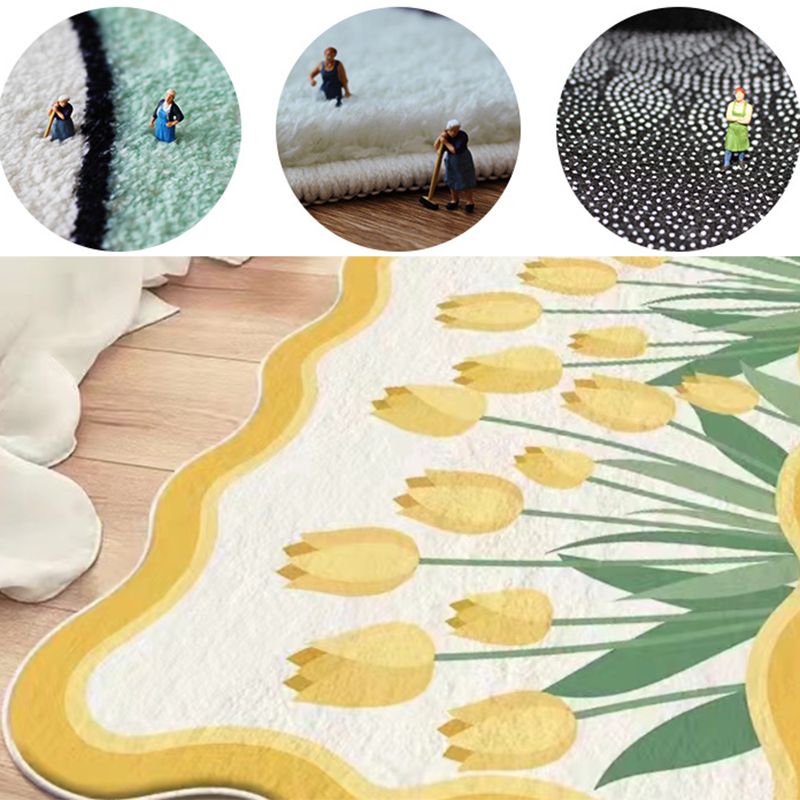 Casual Modern Rug Polyester Tulip Indoor Rug Washable Rug for Living Room