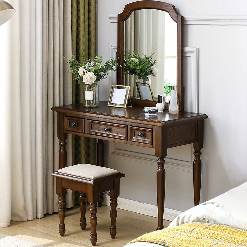 Brown Ash Vanity Set with Mirror 58.26" High Vanity with Drawer