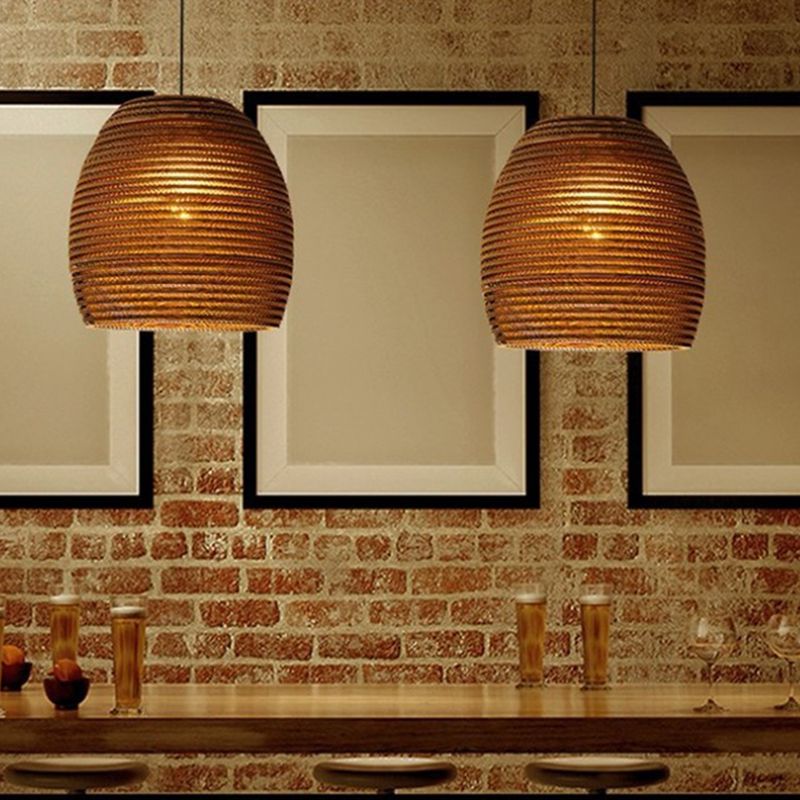 Southeast Asian Style Ceiling Light Honeycomb Cardboard Geometry Pendant Lamp for Bedroom