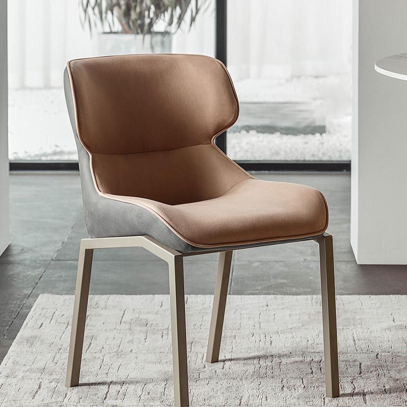 Modern Style Parsons Side Chair Indoor Dining Chair with Metal Base