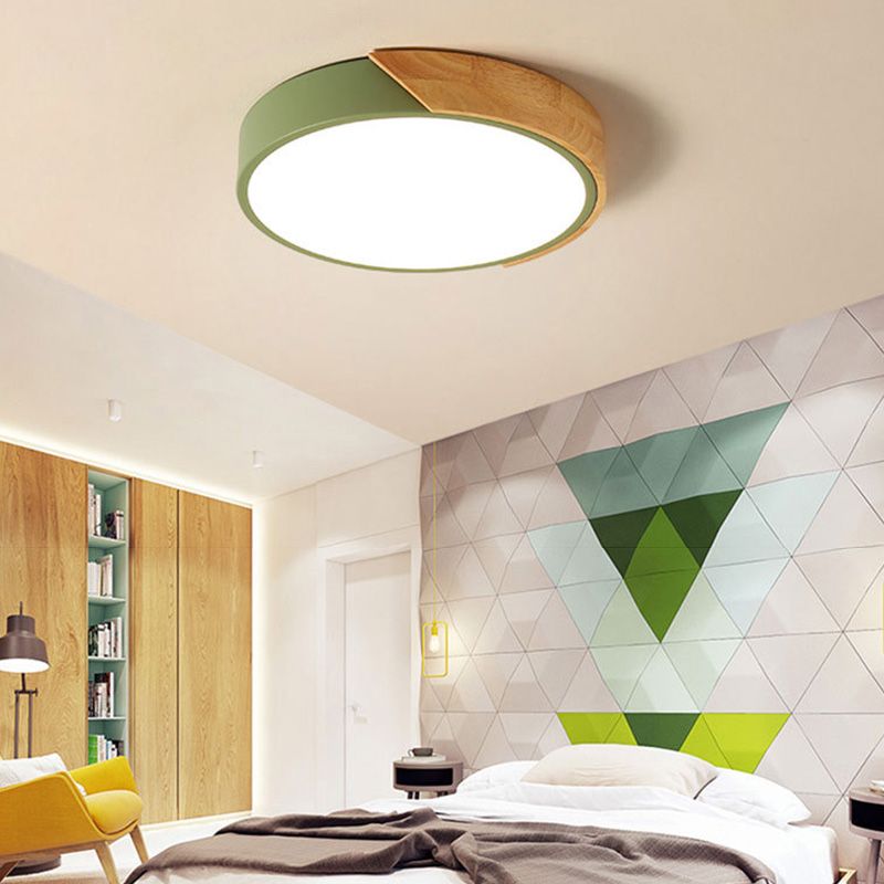 Plafonnier LED de style Macron avec cadre en métal et bois, plafonnier pour chambre d'enfant