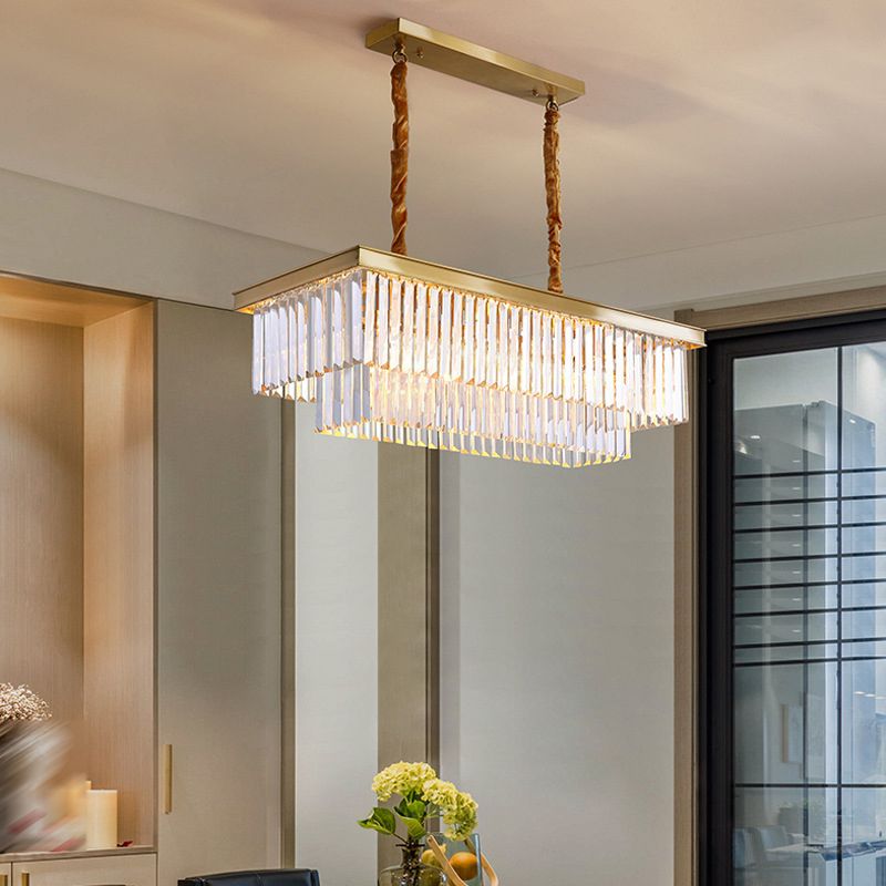 Modern Style Square Shape Island Pendants Crystal Pendant Lights for Living Room