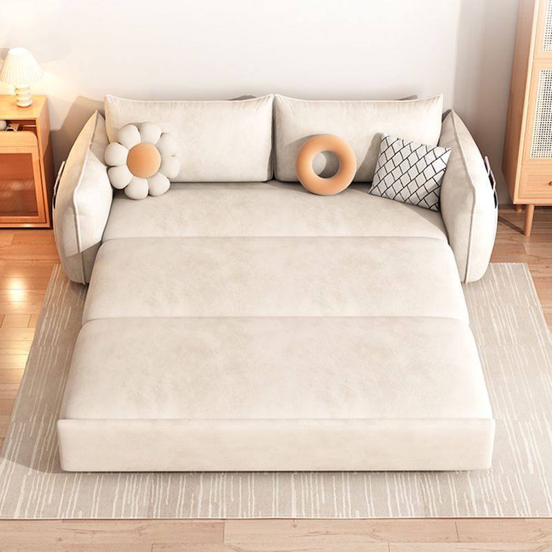 Scandinavian Futon Sleeper Sofa Bed White Convertible Sofa for Living Room