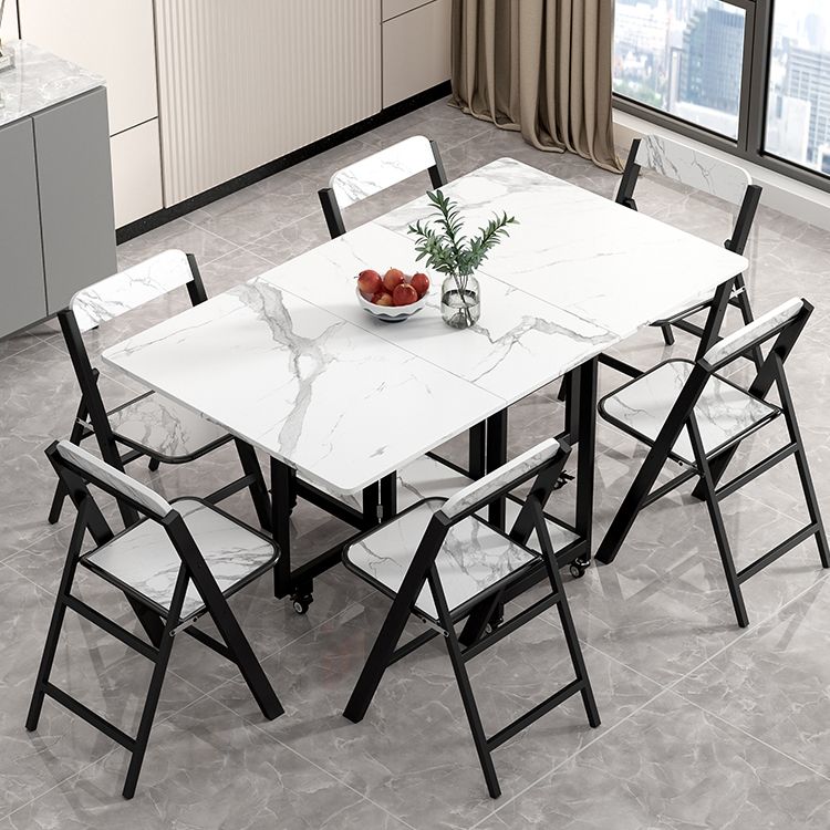 Simplicity Style Rectangle Wood Dining Site Table with Drop-Leaf