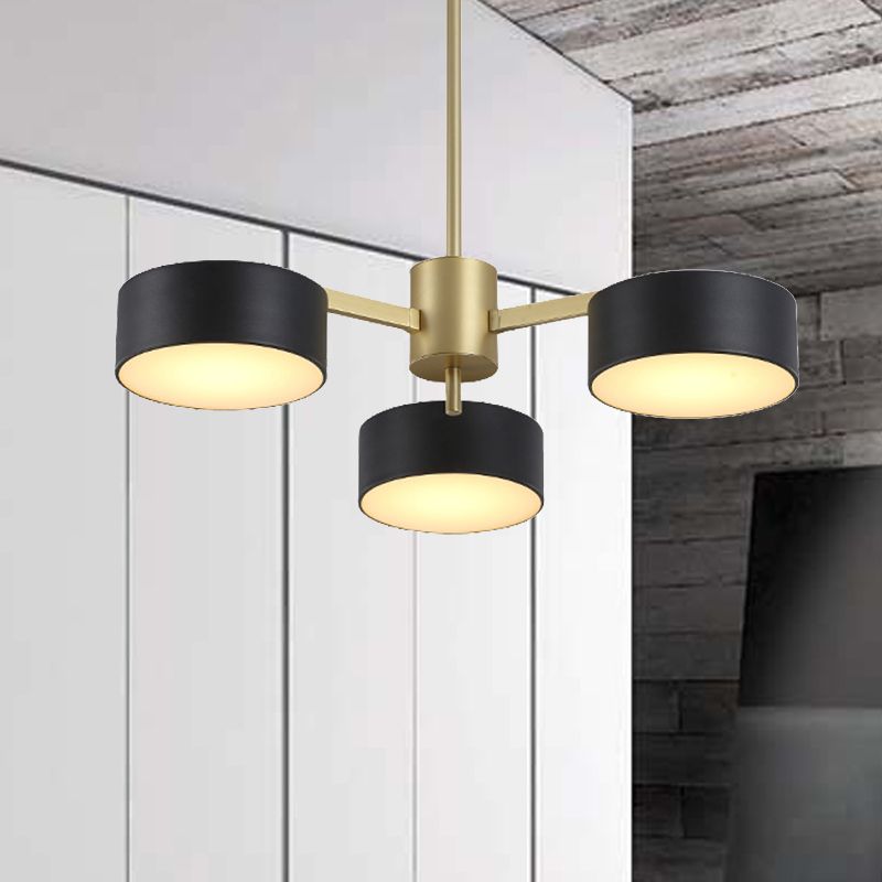 Drum Pendant Light Post Modern Metal 3/5/6/10 Lights Black/Gold Chandelier Light for Living Room